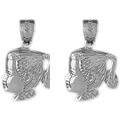 Sterling Silver 28mm Girl Earrings