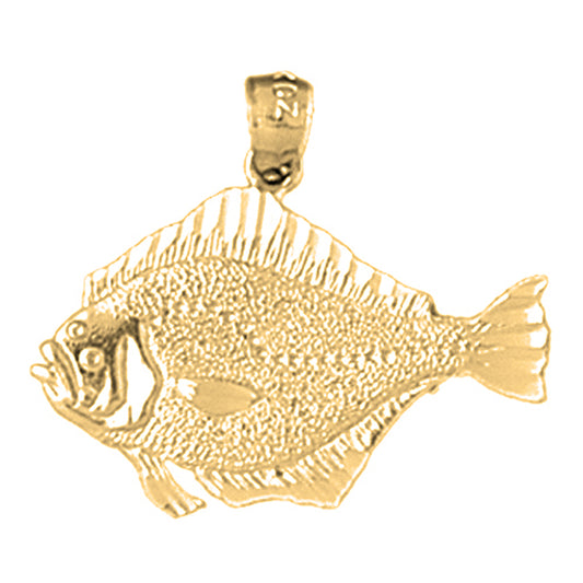 14K or 18K Gold Halibut Pendant