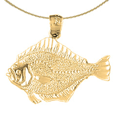 14K or 18K Gold Halibut Pendant