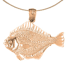 14K or 18K Gold Halibut Pendant