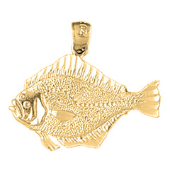 14K or 18K Gold Halibut Pendant