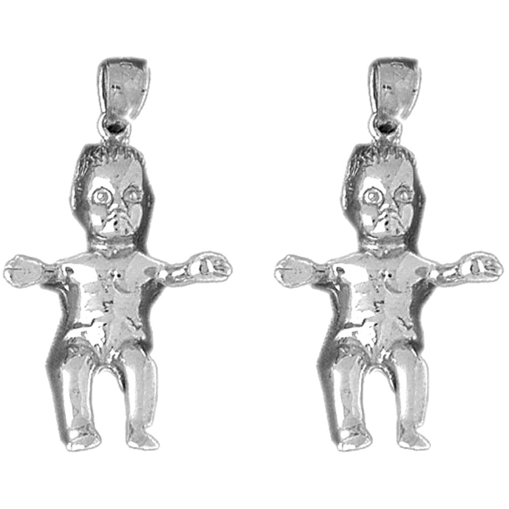 Sterling Silver 32mm Baby Earrings