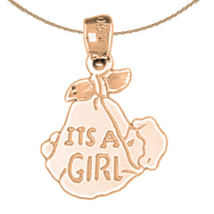 14K or 18K Gold It's A Girl Pendant