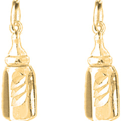 Yellow Gold-plated Silver 21mm Baby Bottle Earrings