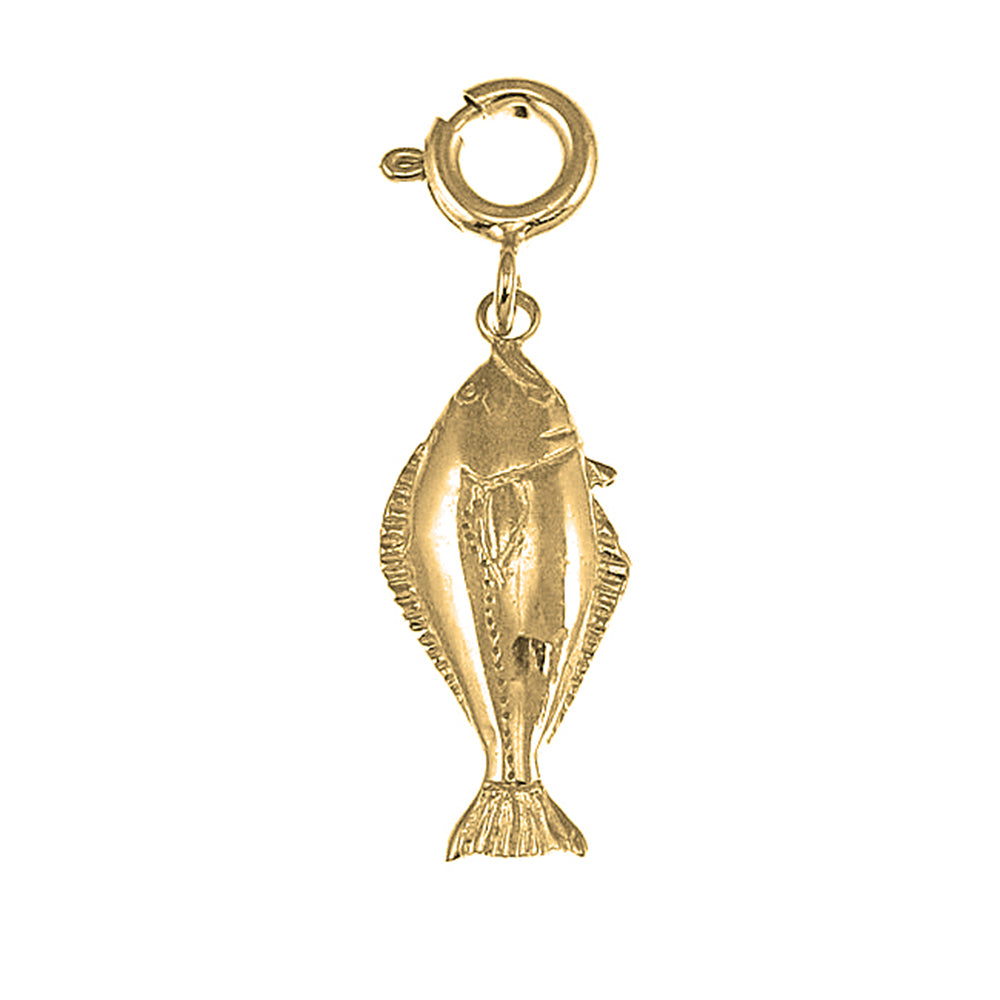 14K or 18K Gold Halibut Pendant