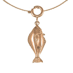 14K or 18K Gold Halibut Pendant