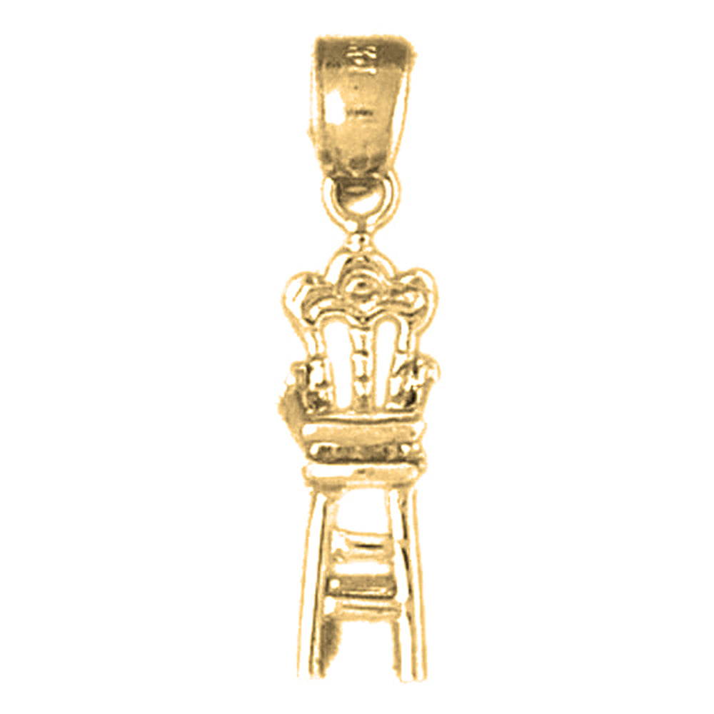 14K or 18K Gold 3D Baby Chair Pendant