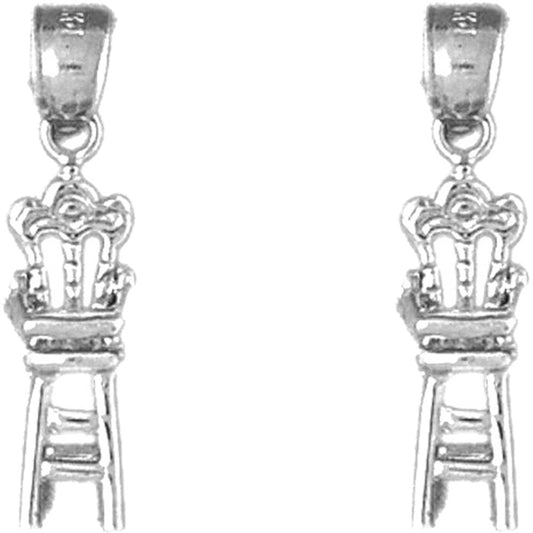 Sterling Silver 24mm 3D Baby Chair Earrings