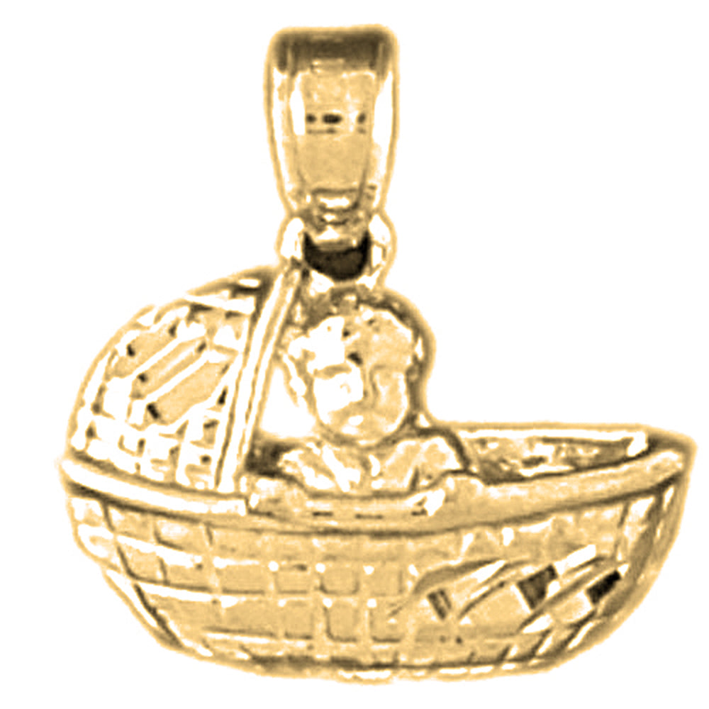 14K or 18K Gold Baby Basket Pendant