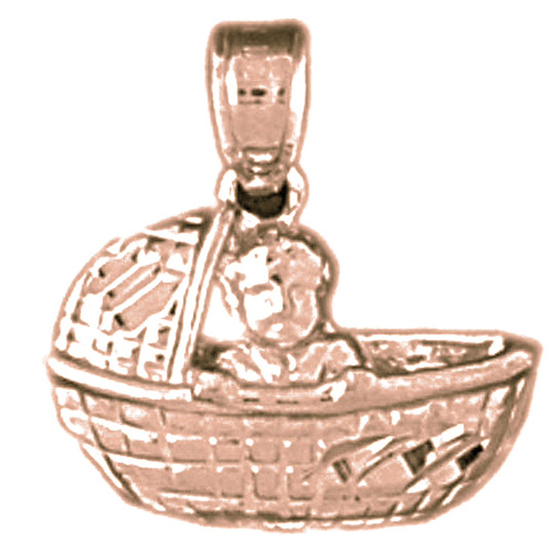 14K or 18K Gold Baby Basket Pendant