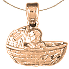 14K or 18K Gold Baby Basket Pendant