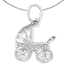 14K or 18K Gold Baby Stroller Pendant