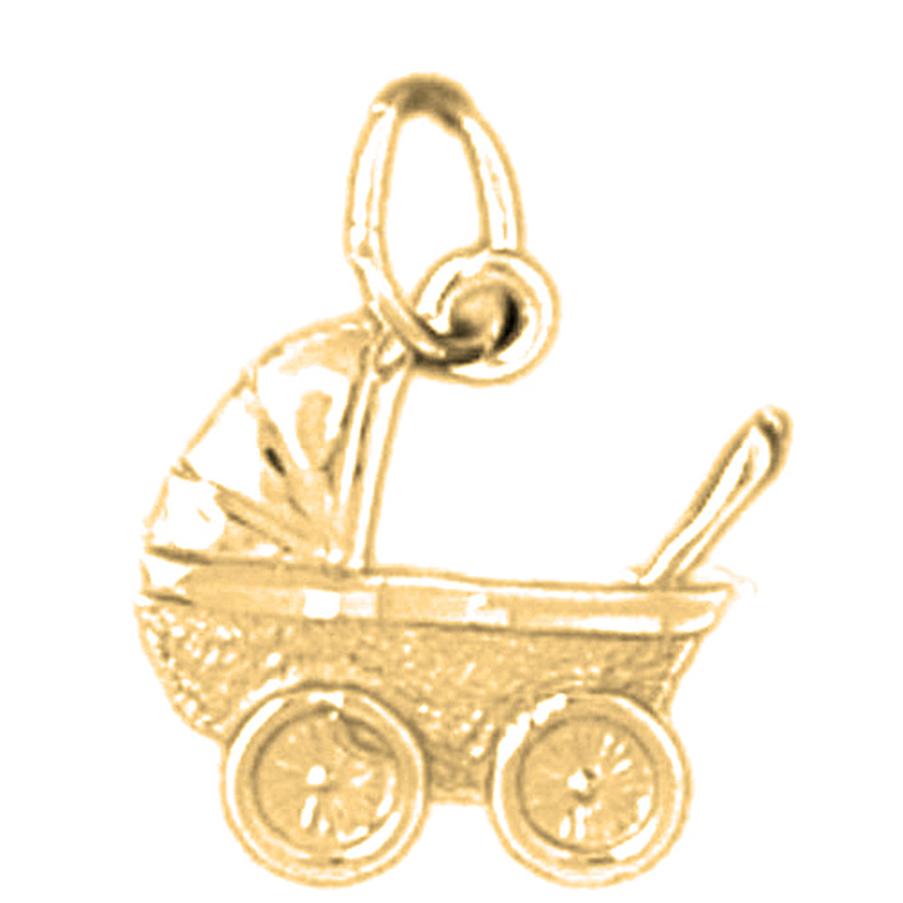 14K or 18K Gold Baby Stroller Pendant