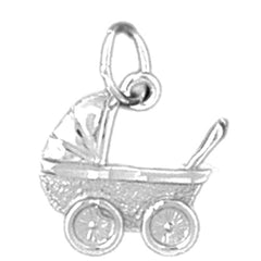 14K or 18K Gold Baby Stroller Pendant