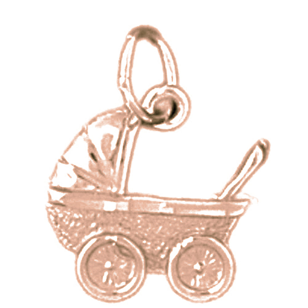 14K or 18K Gold Baby Stroller Pendant