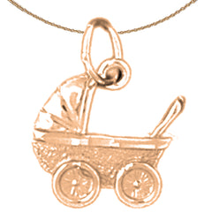 14K or 18K Gold Baby Stroller Pendant