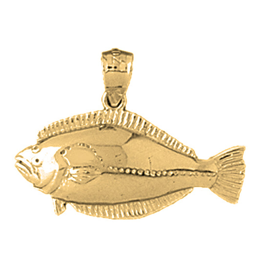 14K or 18K Gold Halibut Pendant