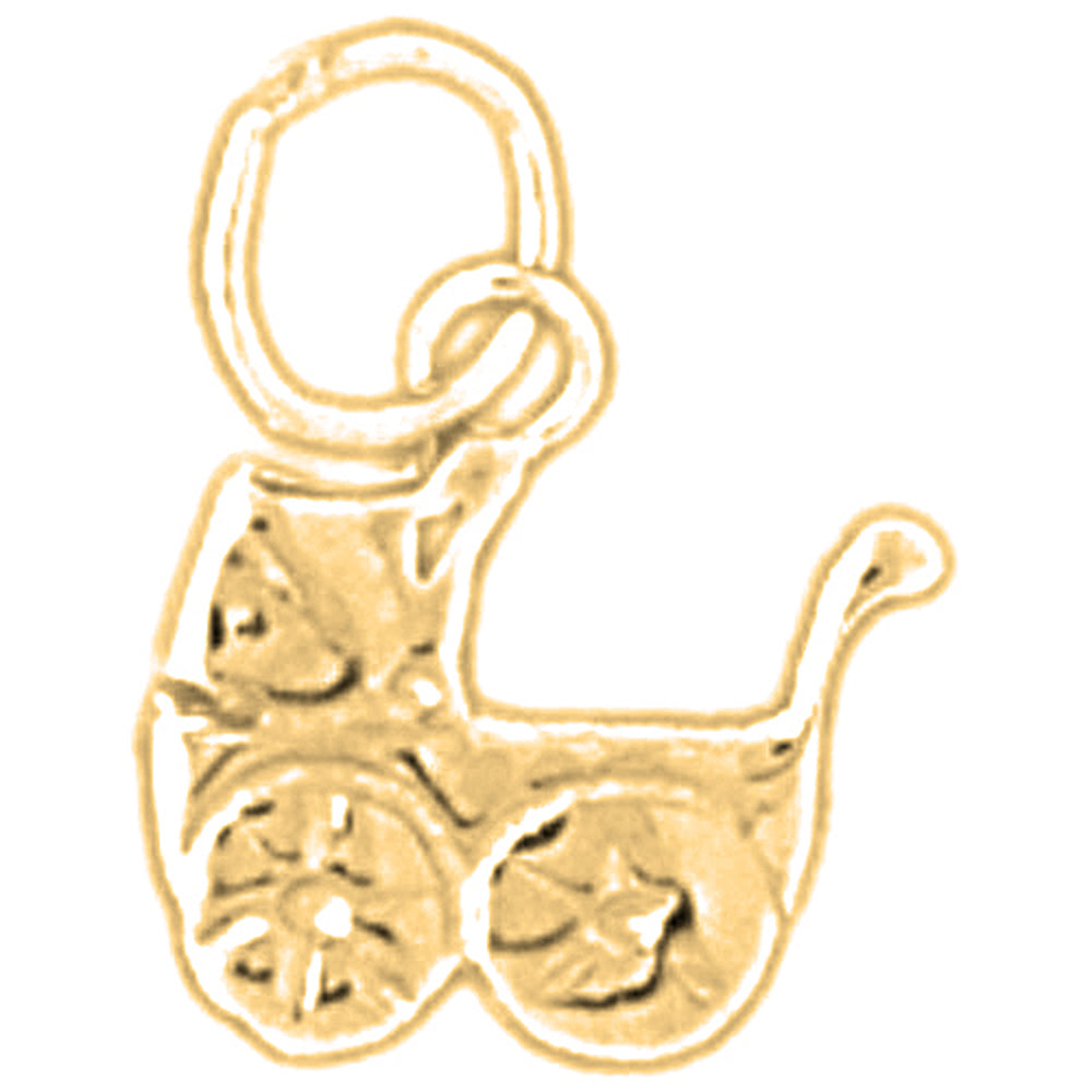 14K or 18K Gold Baby Stroller Pendant