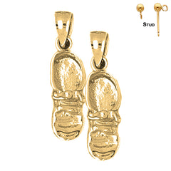Sterling Silver 25mm 3D Baby Booty, Shoe Earrings (White or Yellow Gold Plated)