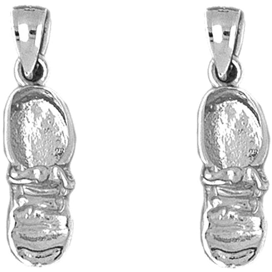 Sterling Silver 25mm 3D Baby Booty, Shoe Earrings