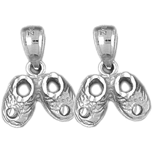 Sterling Silver 16mm Baby Booties, Shoe Earrings