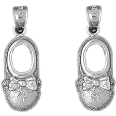 Sterling Silver 21mm Baby Booty, Shoe Earrings