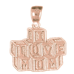 14K or 18K Gold I Love Mom Pendant