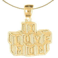 14K or 18K Gold I Love Mom Pendant