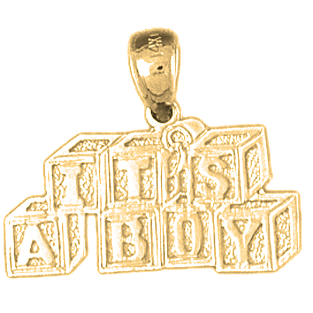 14K or 18K Gold It's A Boy Pendant