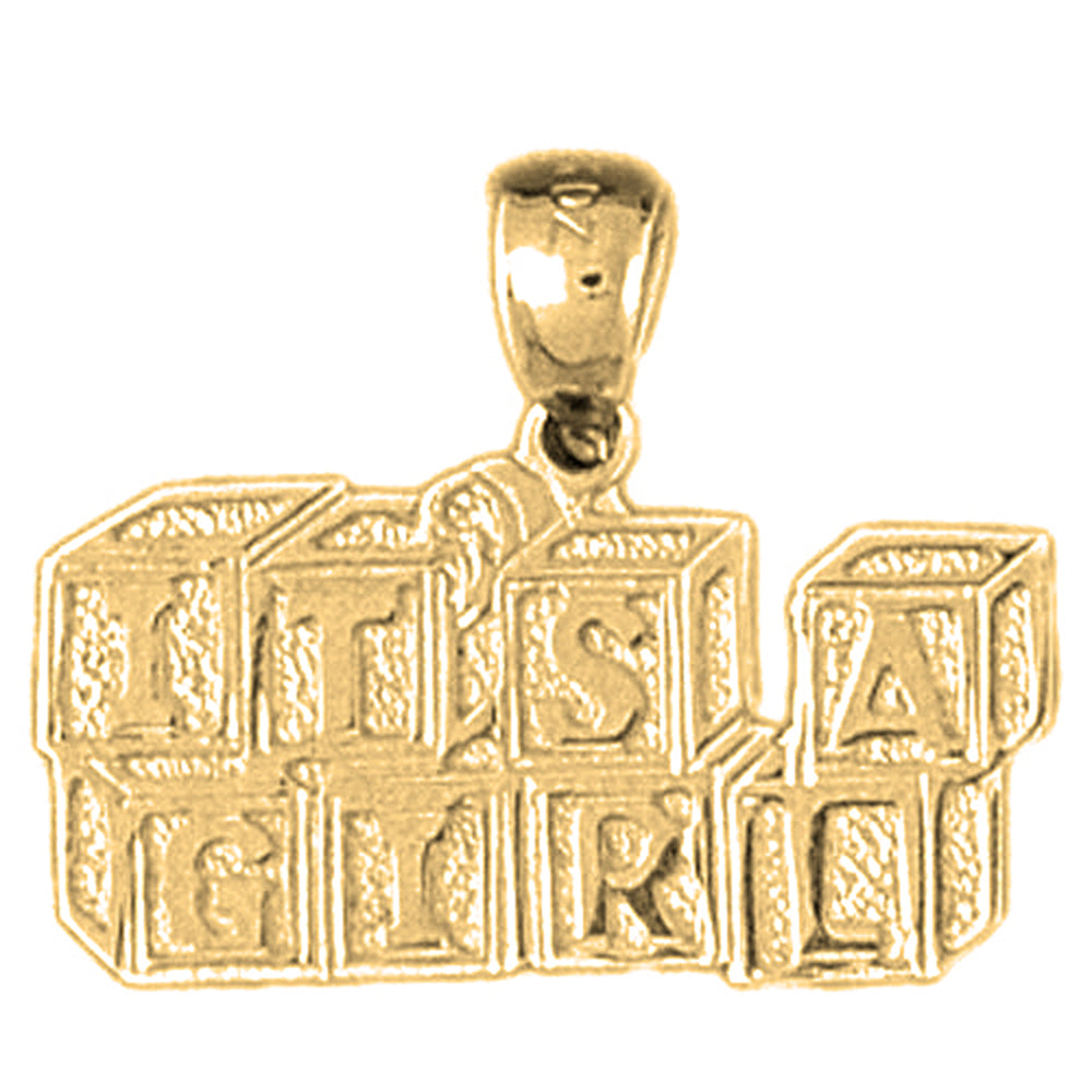 14K or 18K Gold It's A Girl Pendant