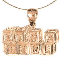 14K or 18K Gold It's A Girl Pendant