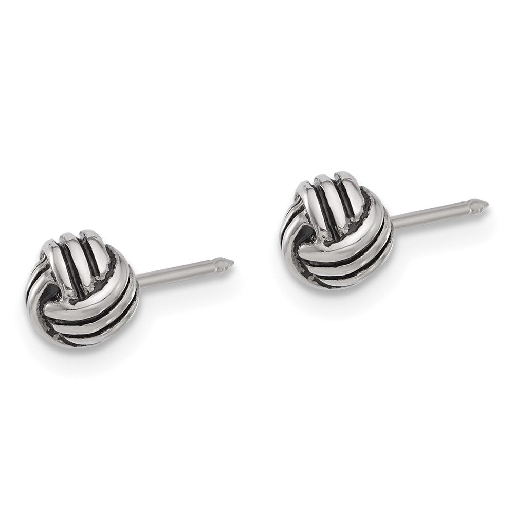 Inverness Stainless Steel Antiqued Love Knot Post Earrings