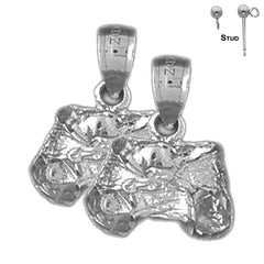 Sterling Silver 17mm 3D Diaper Earrings (White or Yellow Gold Plated)