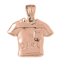 14K or 18K Gold Girl T-Shirt Pendant
