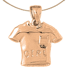 14K or 18K Gold Girl T-Shirt Pendant