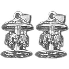 Sterling Silver 16mm 3D Carousel Earrings