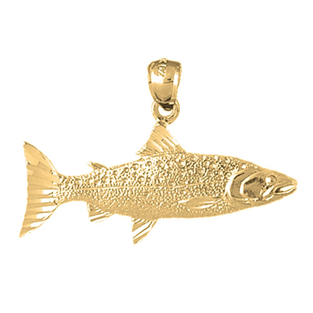 10K, 14K or 18K Gold Salmon Pendant