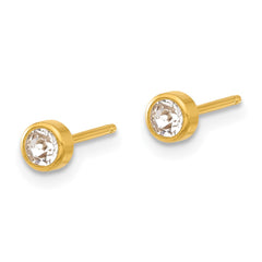 Inverness 14K Yellow Gold Polished 4mm Swarovski Crystal Bezel Post Earrings