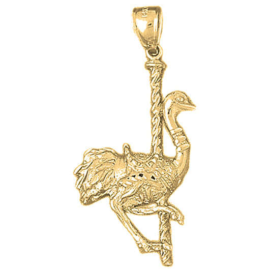 10K, 14K or 18K Gold Carousel Ostrich Pendant
