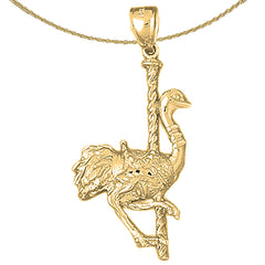 10K, 14K or 18K Gold Carousel Ostrich Pendant