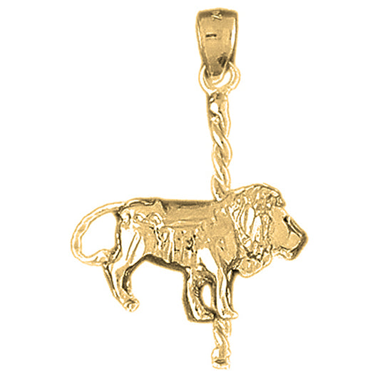10K, 14K or 18K Gold Carousel Lion Pendant
