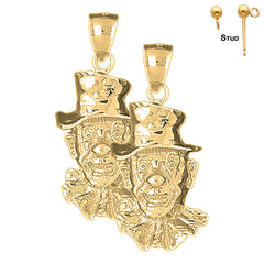 14K or 18K Gold Clown Earrings