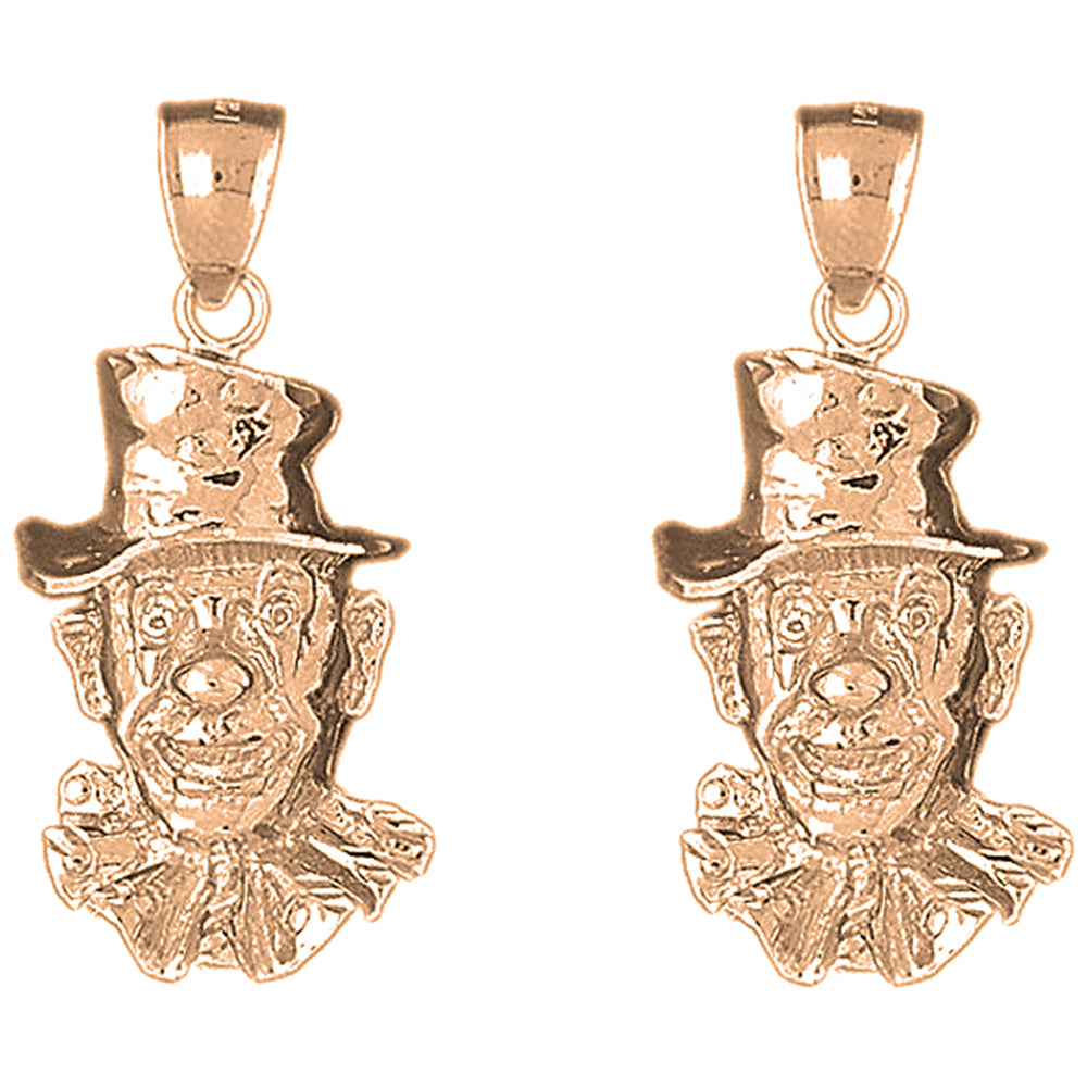 14K or 18K Gold 36mm Clown Earrings