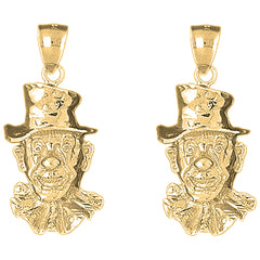 14K or 18K Gold 36mm Clown Earrings