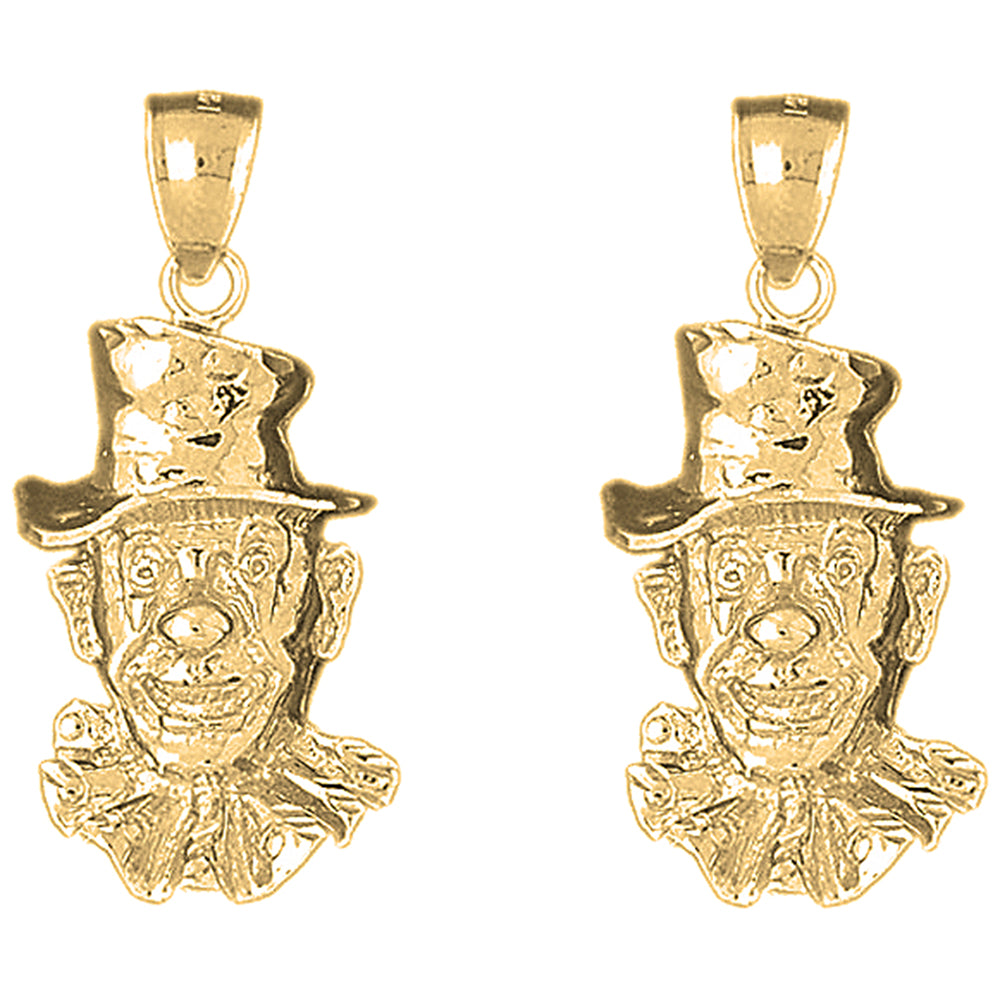 Yellow Gold-plated Silver 36mm Clown Earrings