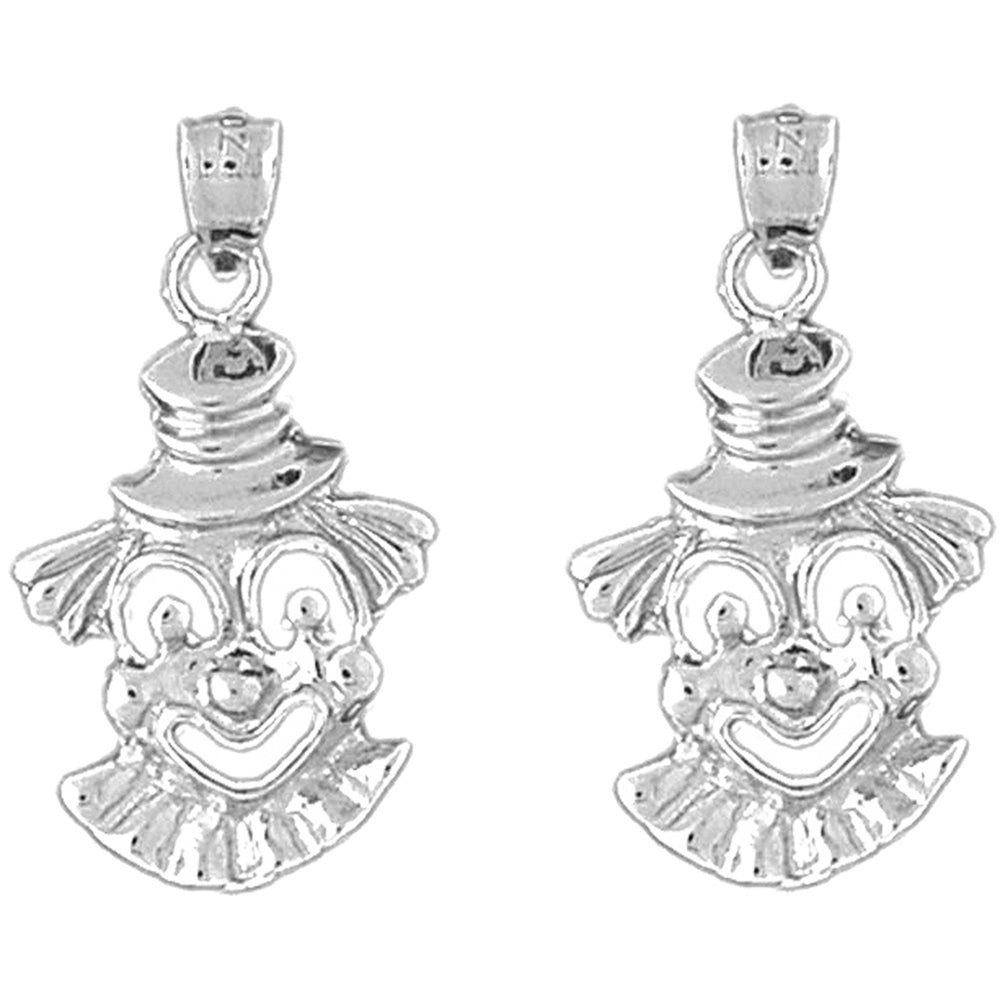Sterling Silver 29mm Clown Earrings