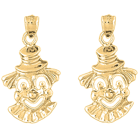 Yellow Gold-plated Silver 29mm Clown Earrings