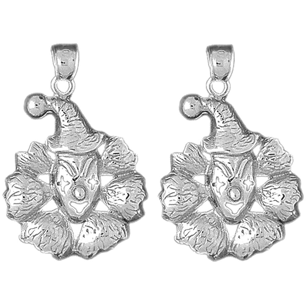 Sterling Silver 30mm Clown Earrings