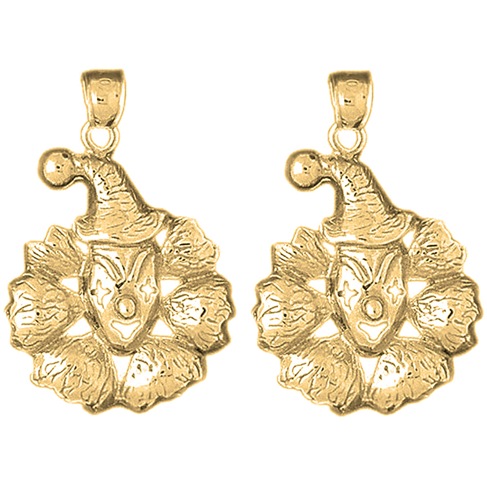 Yellow Gold-plated Silver 30mm Clown Earrings