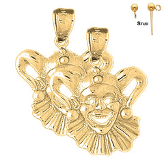 14K or 18K Gold Clown, Jester Earrings